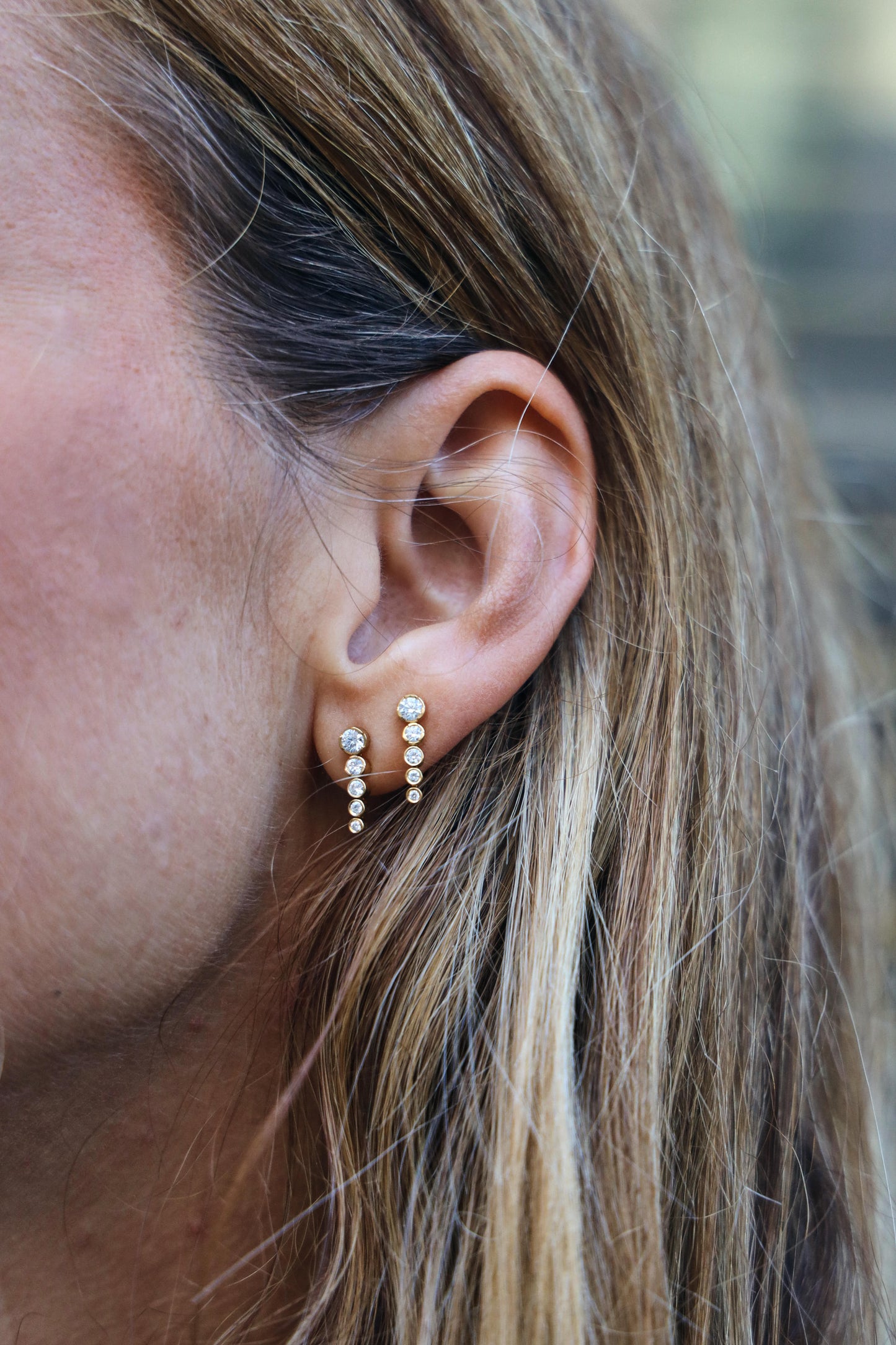 Short Dangling Diamond Bezel Stud 14K Gold (0.41 ct.) | Single