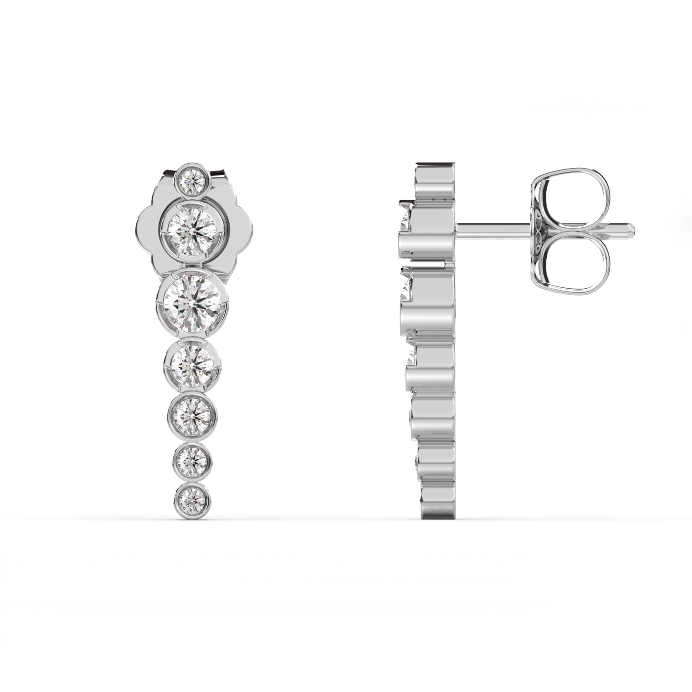 Long Dangling Diamond Bezel Stud 14K Gold (0.57 ct.) | Single