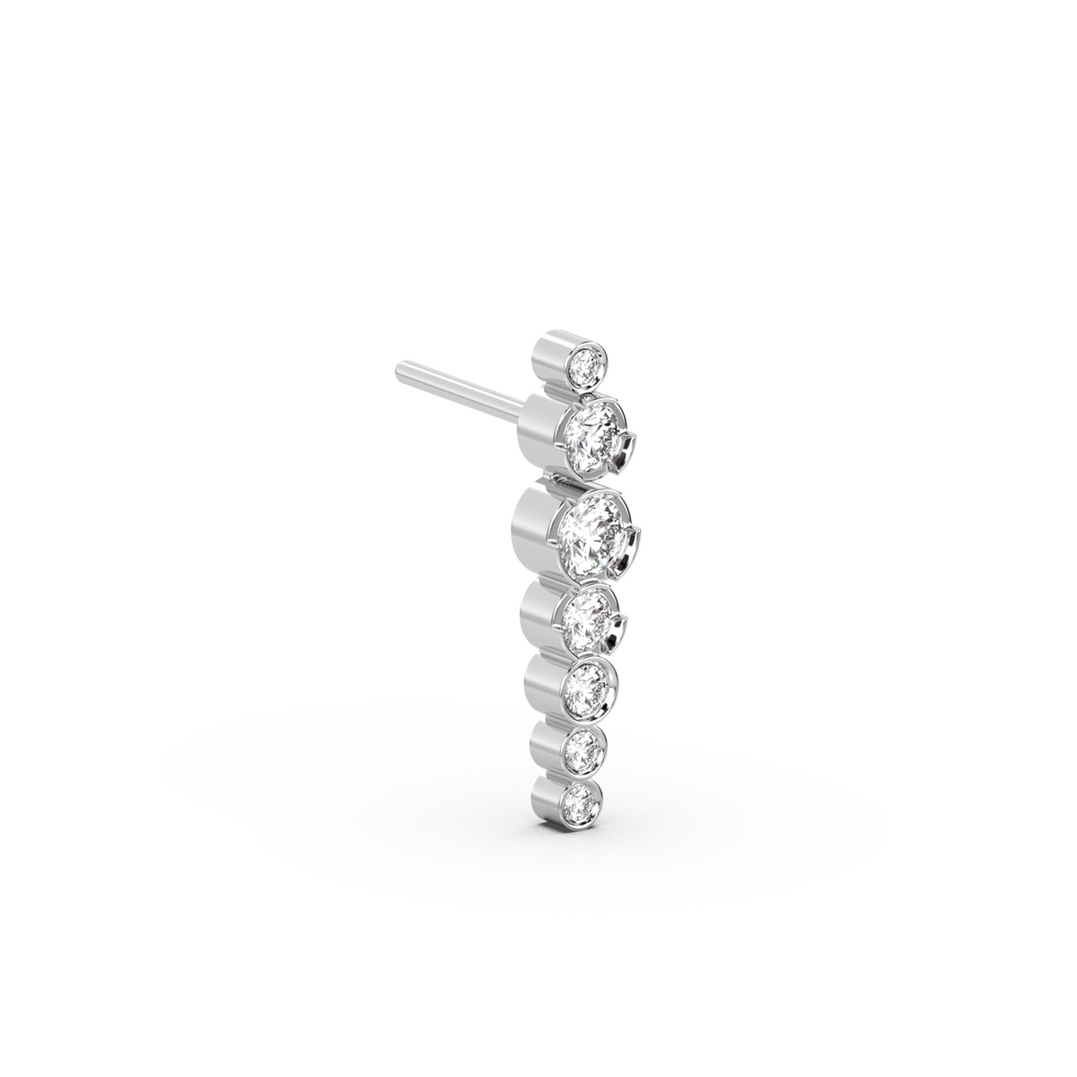 Long Dangling Diamond Bezel Stud - 14K White Gold (1.14 ct.) | Pair