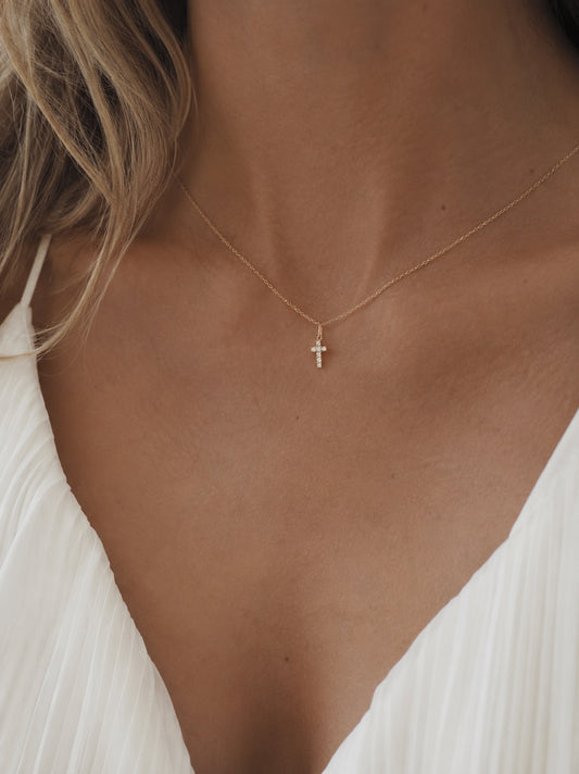 Cross Diamond Pendant 14K Gold (0.02 ct.)