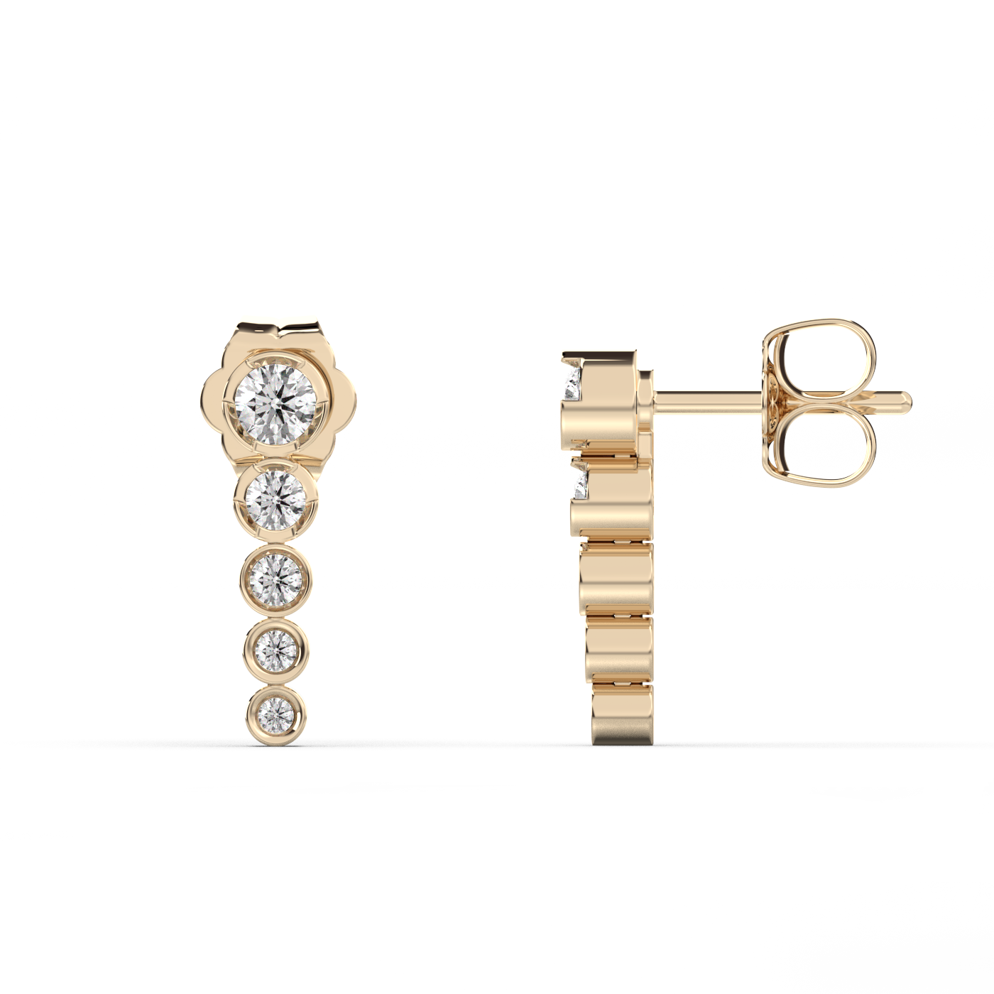 Short Dangling Diamond Bezel Stud 14K Gold (0.82 ct.) | Pair