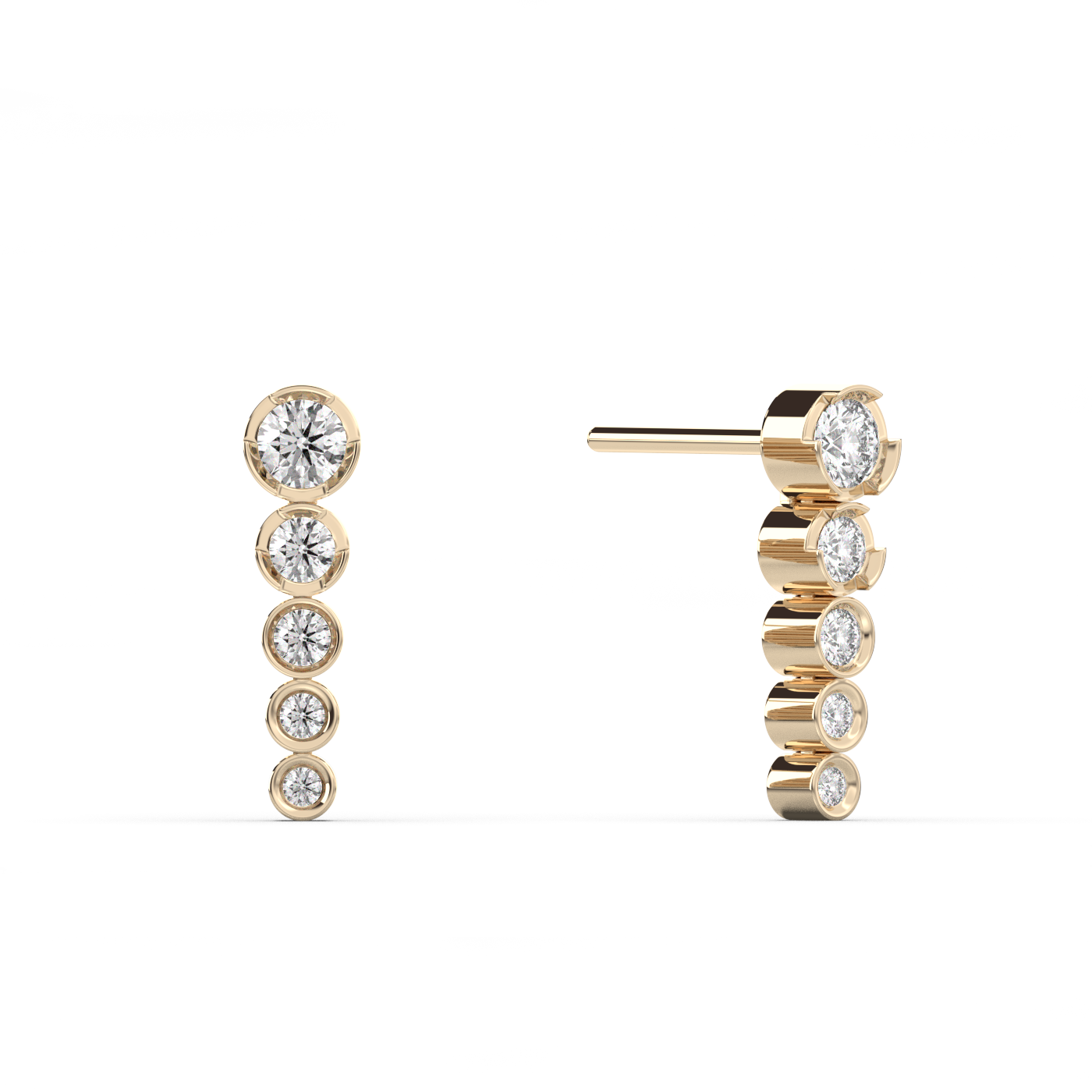 Short Dangling Diamond Bezel Stud 14K Gold (0.82 ct.) | Pair