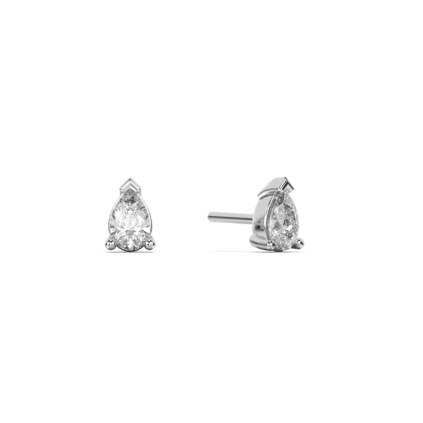 Medium pear cut diamond stud 14K Gold (0.20 ct.) | Single
