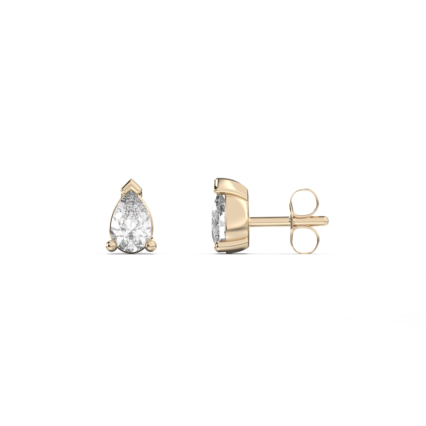 Medium pear cut diamond stud 14K Gold (0.20 ct.) | Single
