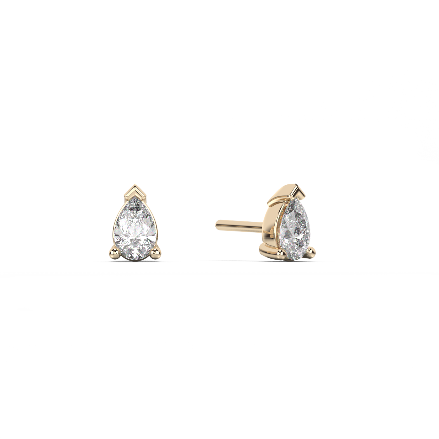 Medium pear cut diamond stud 14K Gold (0.20 ct.) | Single
