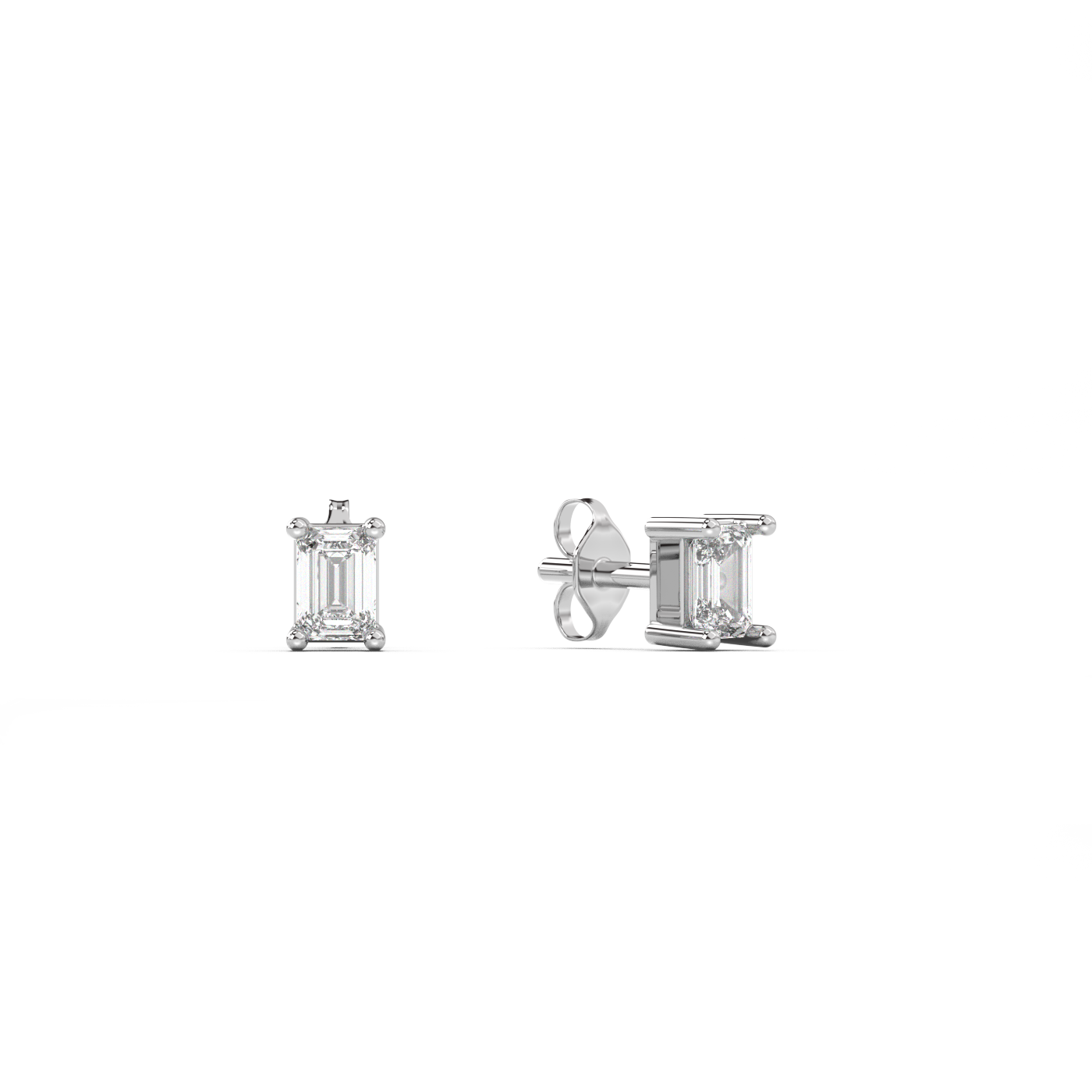 Small emerald cut diamond stud 14K Gold (0.10 ct.) | Single