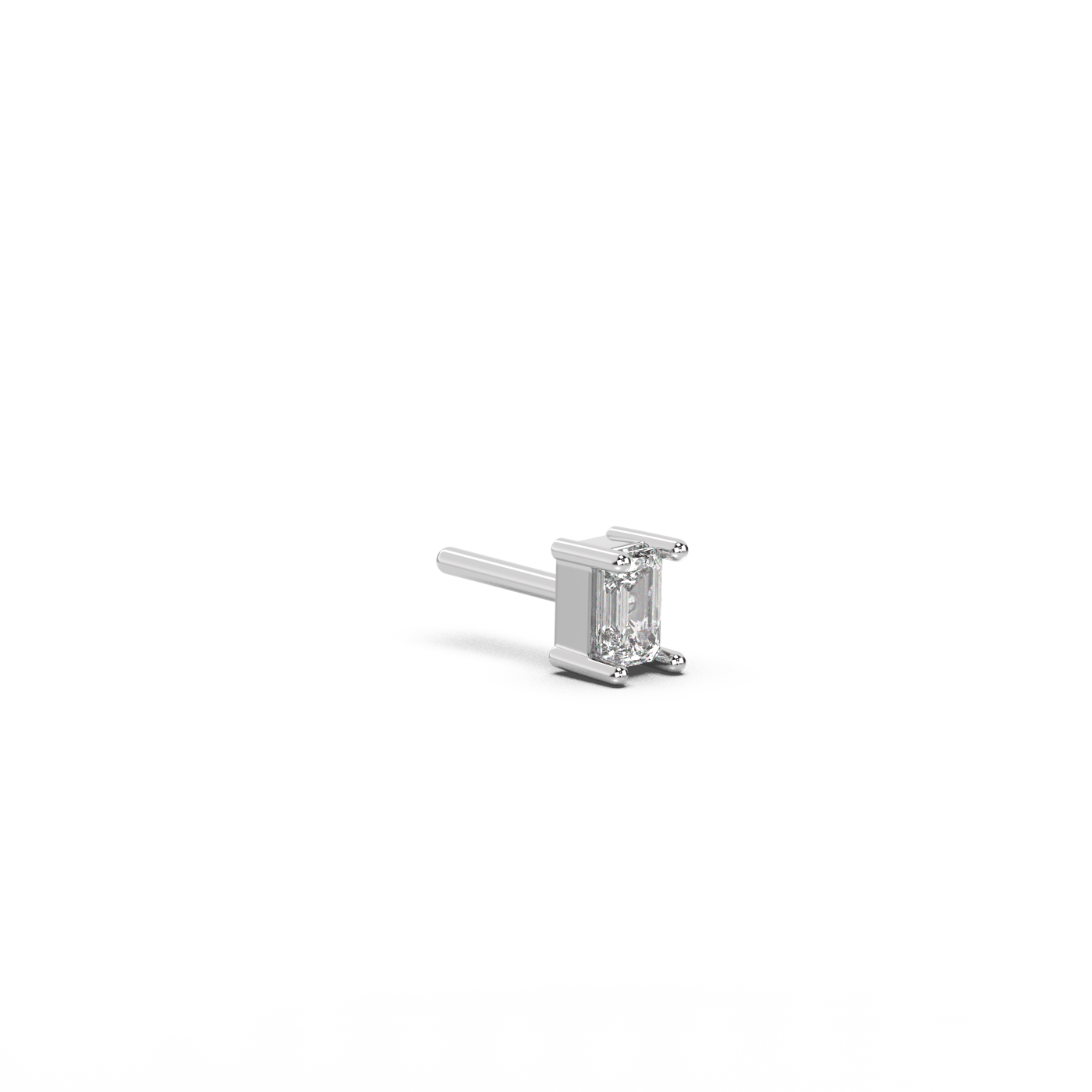 Small emerald cut diamond stud 14K Gold (0.10 ct.) | Single