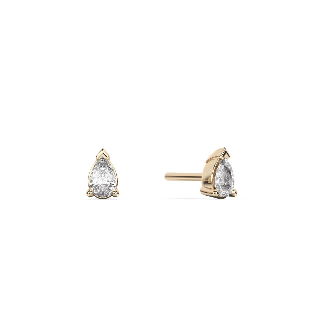 Small pear cut diamond stud 14K Gold (0.10 ct.) | Single