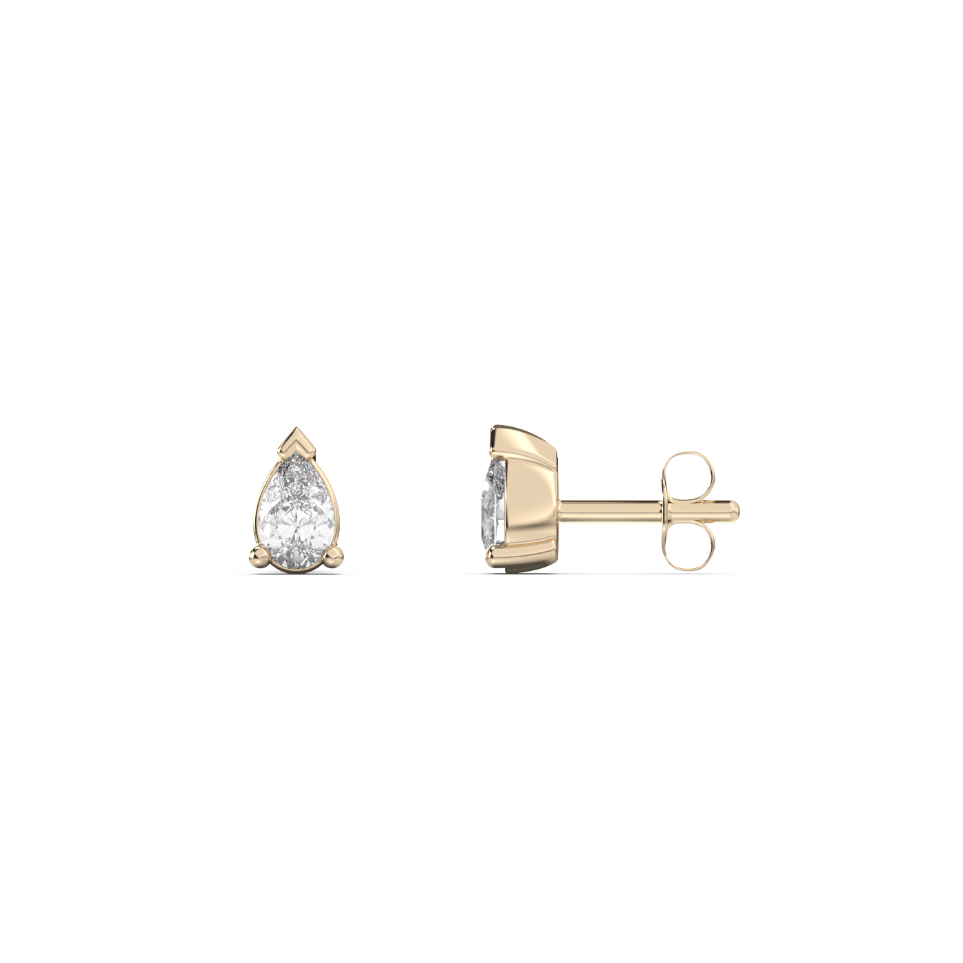 Small pear cut diamond stud 14K Gold (0.10 ct.) | Single