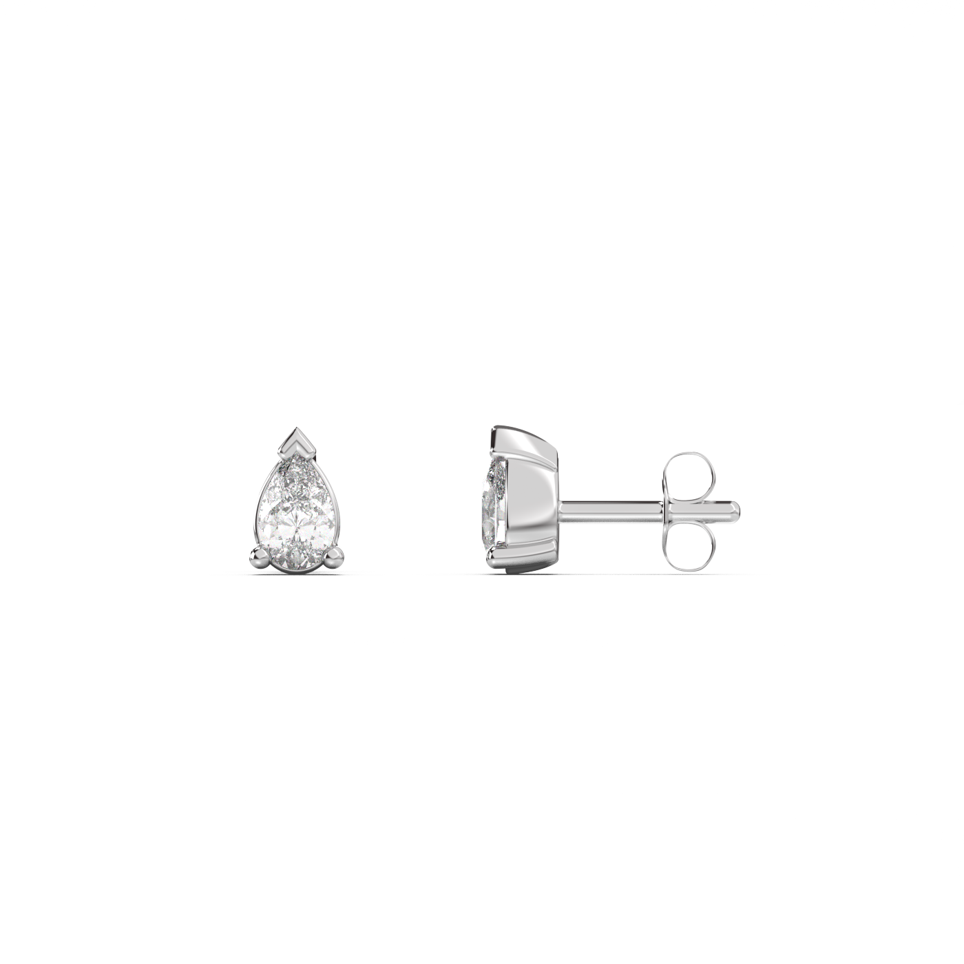 Small pear cut diamond stud 14K Gold (0.10 ct.) | Single