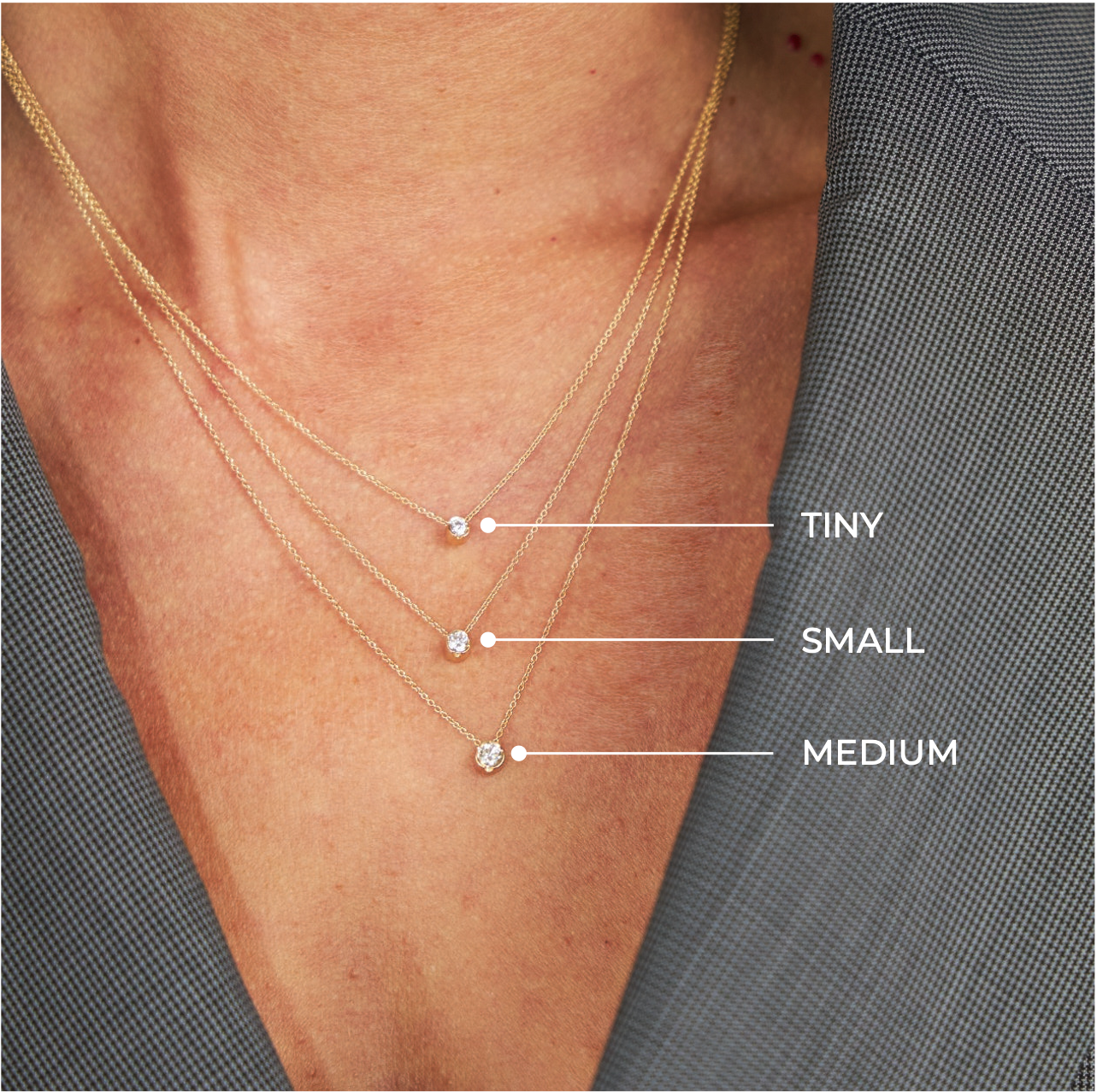 Tiny Bezel Diamond Necklace 14K Gold (0.03 ct.)