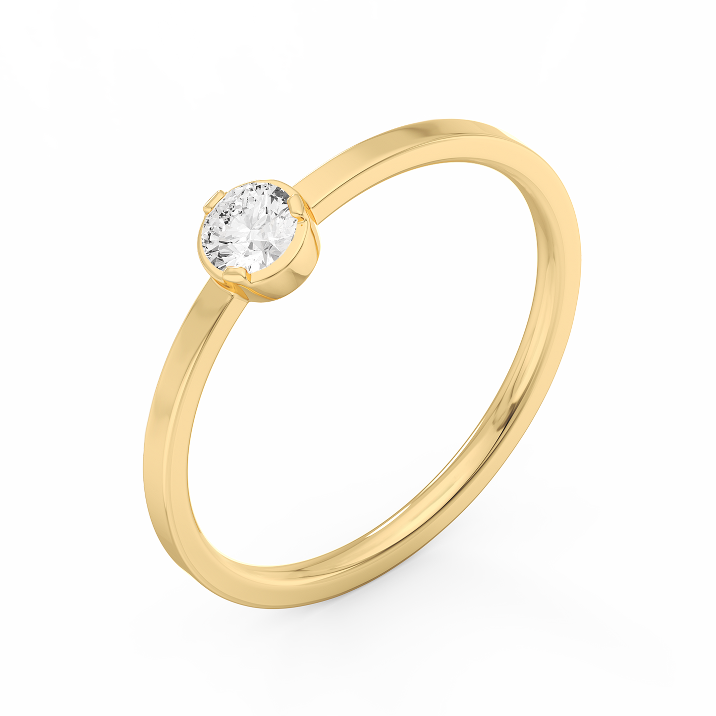 Medium Solitaire Bezel Diamond Ring 14K Gold (0.17 ct.)
