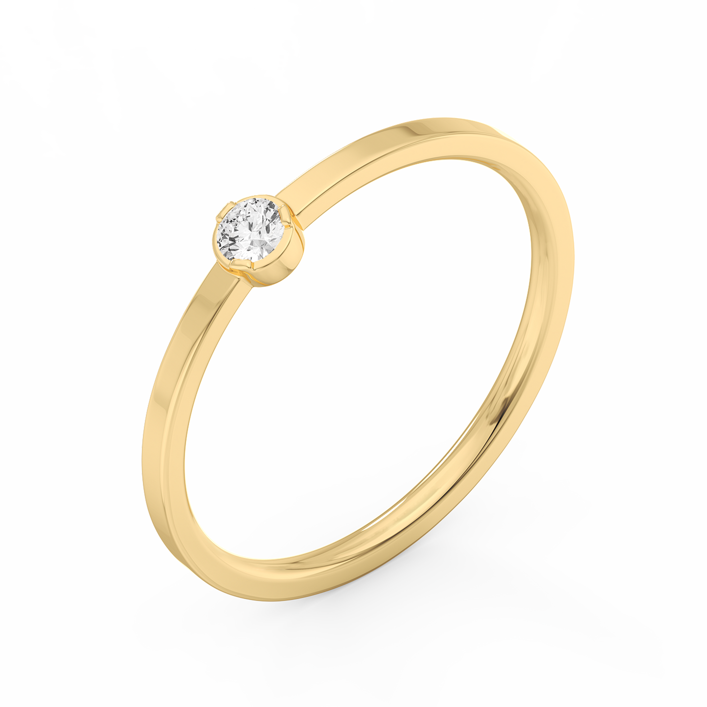 Small Solitaire Bezel Diamond Ring 14K Gold (0.06 ct.)