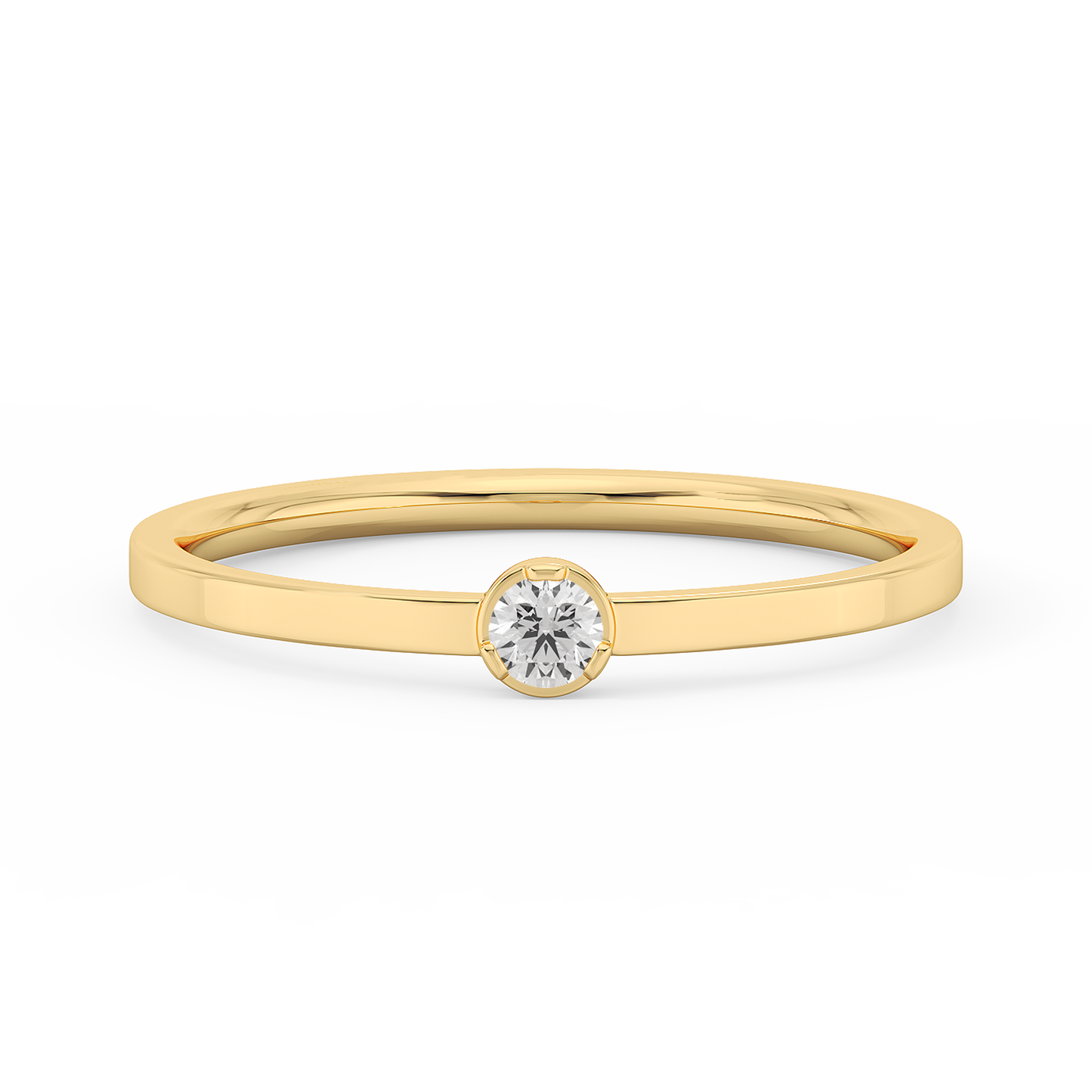 Small Solitaire Bezel Diamond Ring 14K Gold (0.06 ct.)
