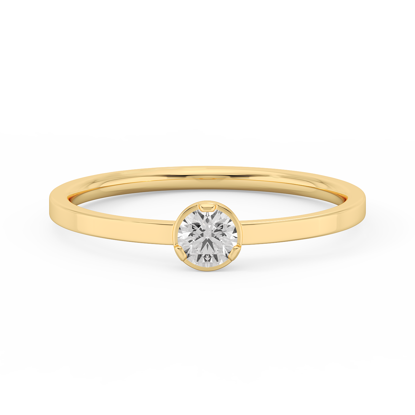 Medium Solitaire Bezel Diamond Ring 14K Gold (0.17 ct.)