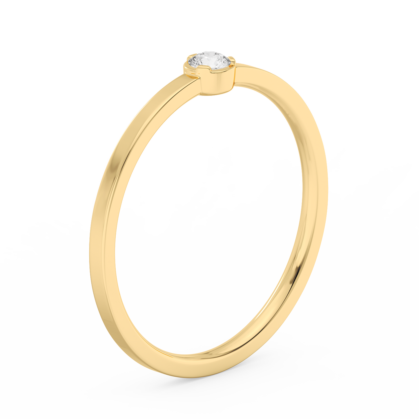 Small Solitaire Bezel Diamond Ring 14K Gold (0.06 ct.) (Size 52)