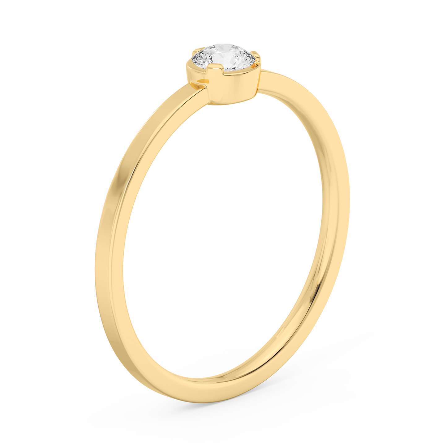 Medium Solitaire Bezel Diamond Ring 14K Gold (0.17 ct.)