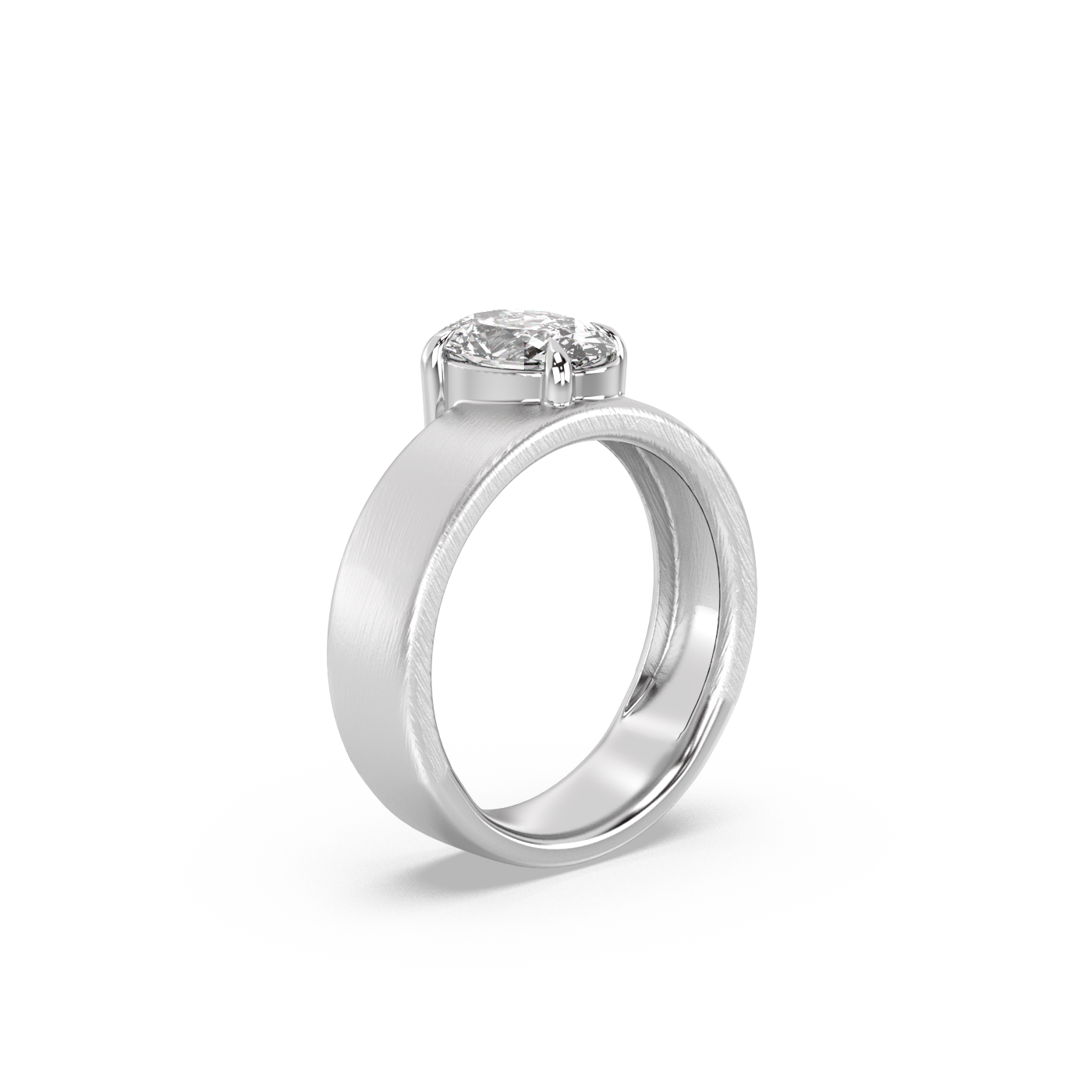 Oval Wide Band Lab-grown Diamond Ring - 14K White Gold (1.50 ct.)