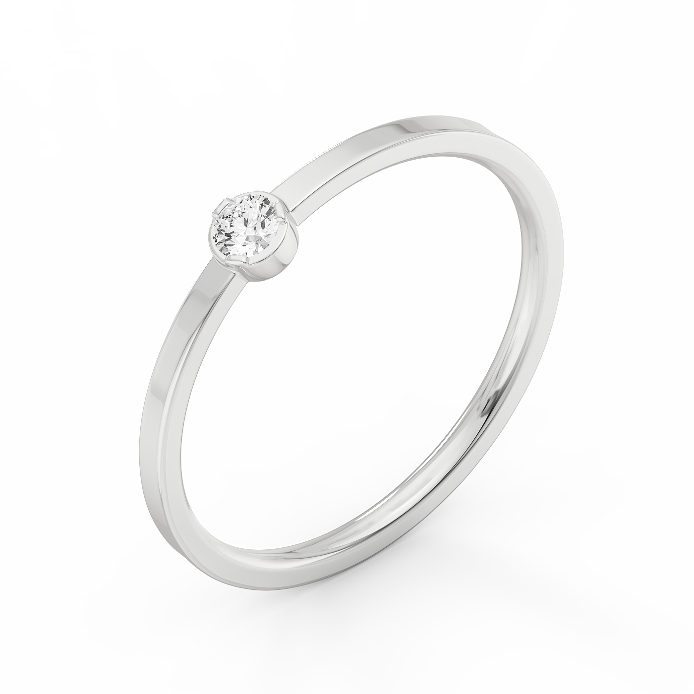 Small Solitaire Bezel Diamond Ring 14K Gold (0.06 ct.)