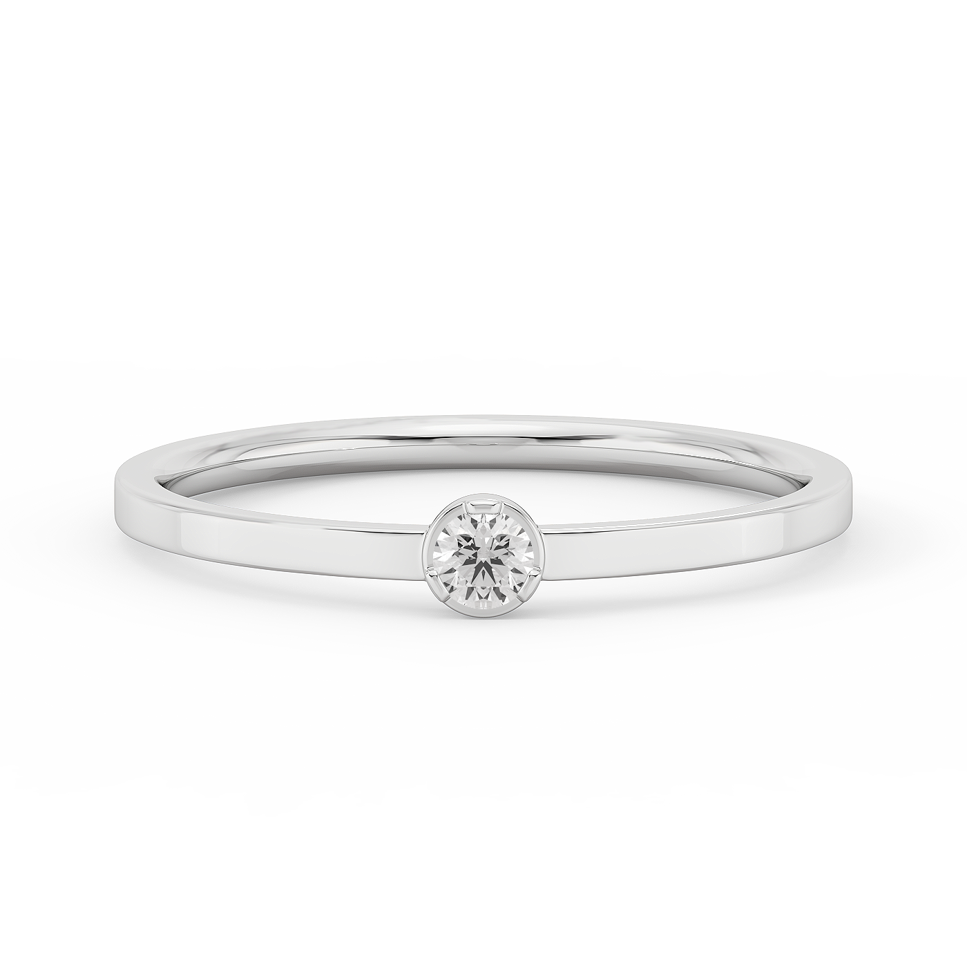 Small Solitaire Bezel Diamond Ring 14K Gold (0.06 ct.)