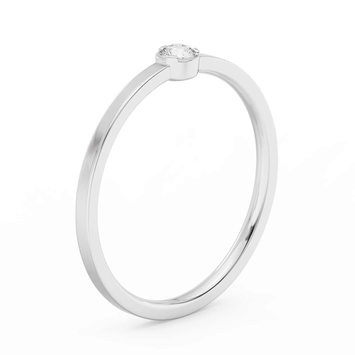 Small Solitaire Bezel Diamond Ring 14K Gold (0.06 ct.)