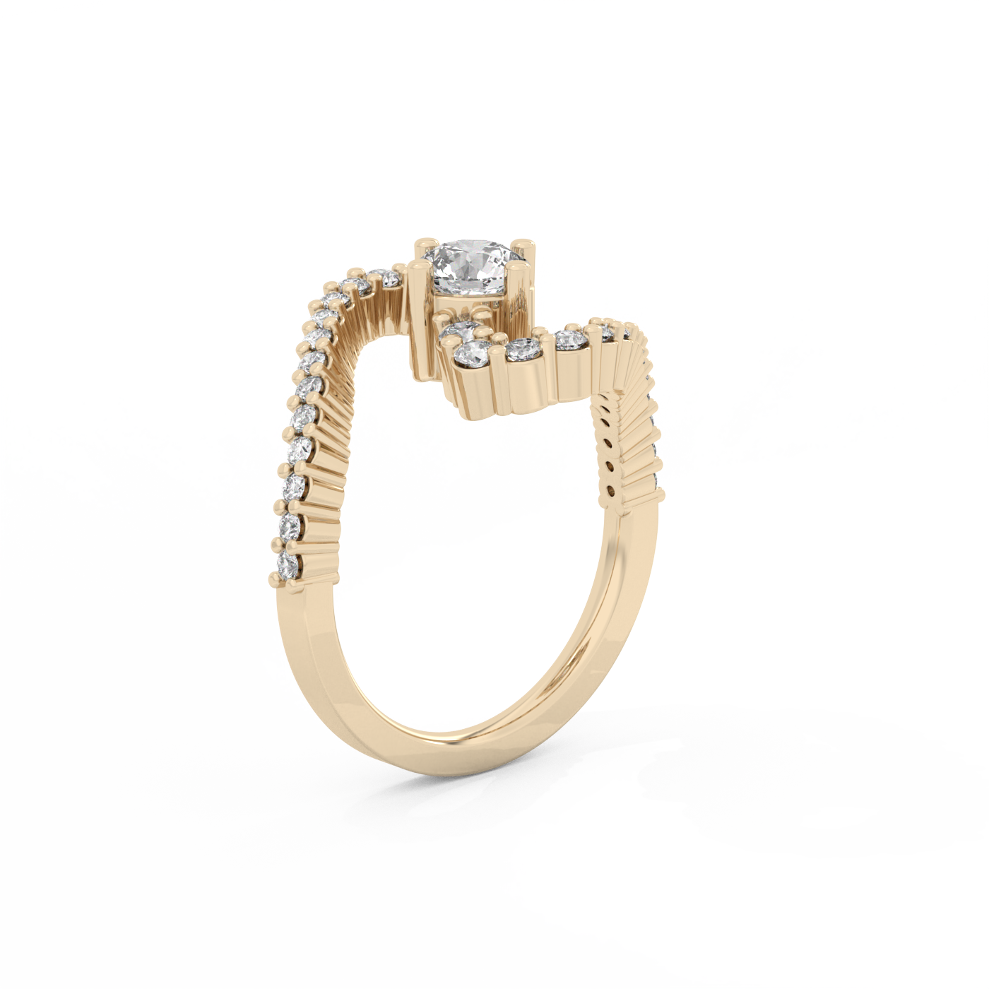 Bold Snake Solitaire Lab-grown Diamond Ring - 14K Yellow Gold (1.02 ct.)