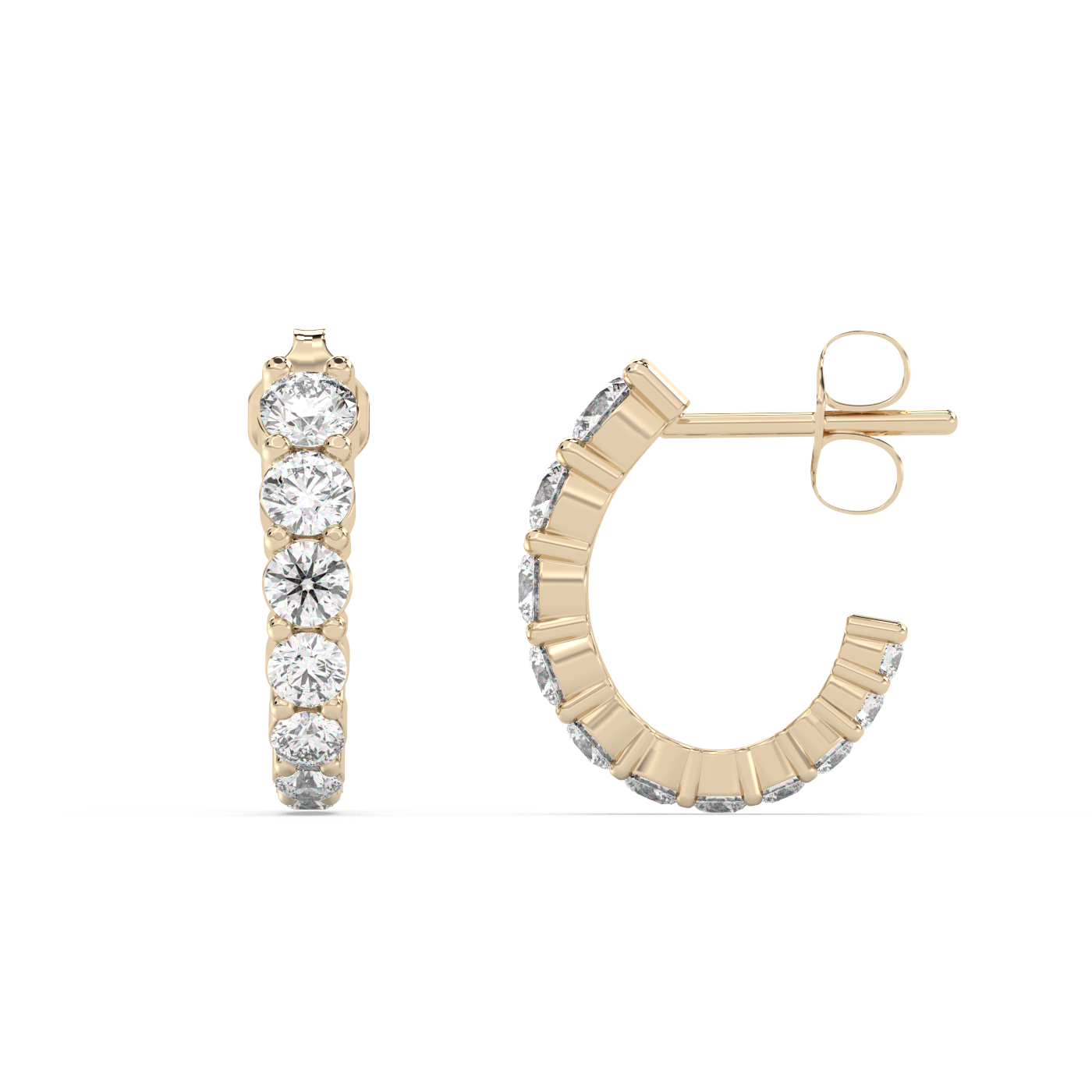 Prong Lab-grown Diamond Huggies - 14K Yellow Gold (0.71 ct.) | Single