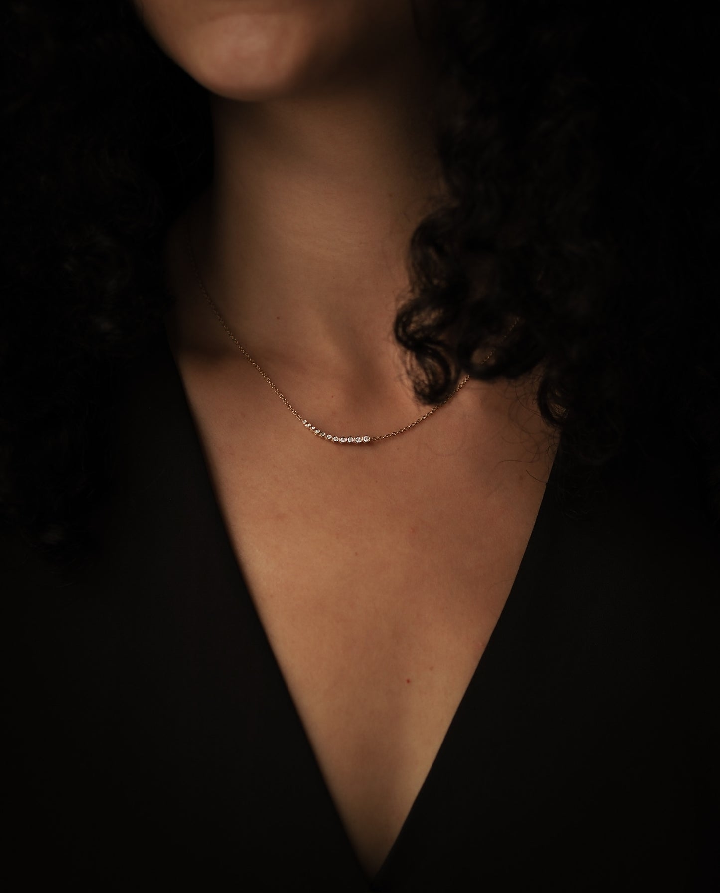 Bezel Tennis Diamond Necklace Tiny 14K Gold (0.11 ct.)