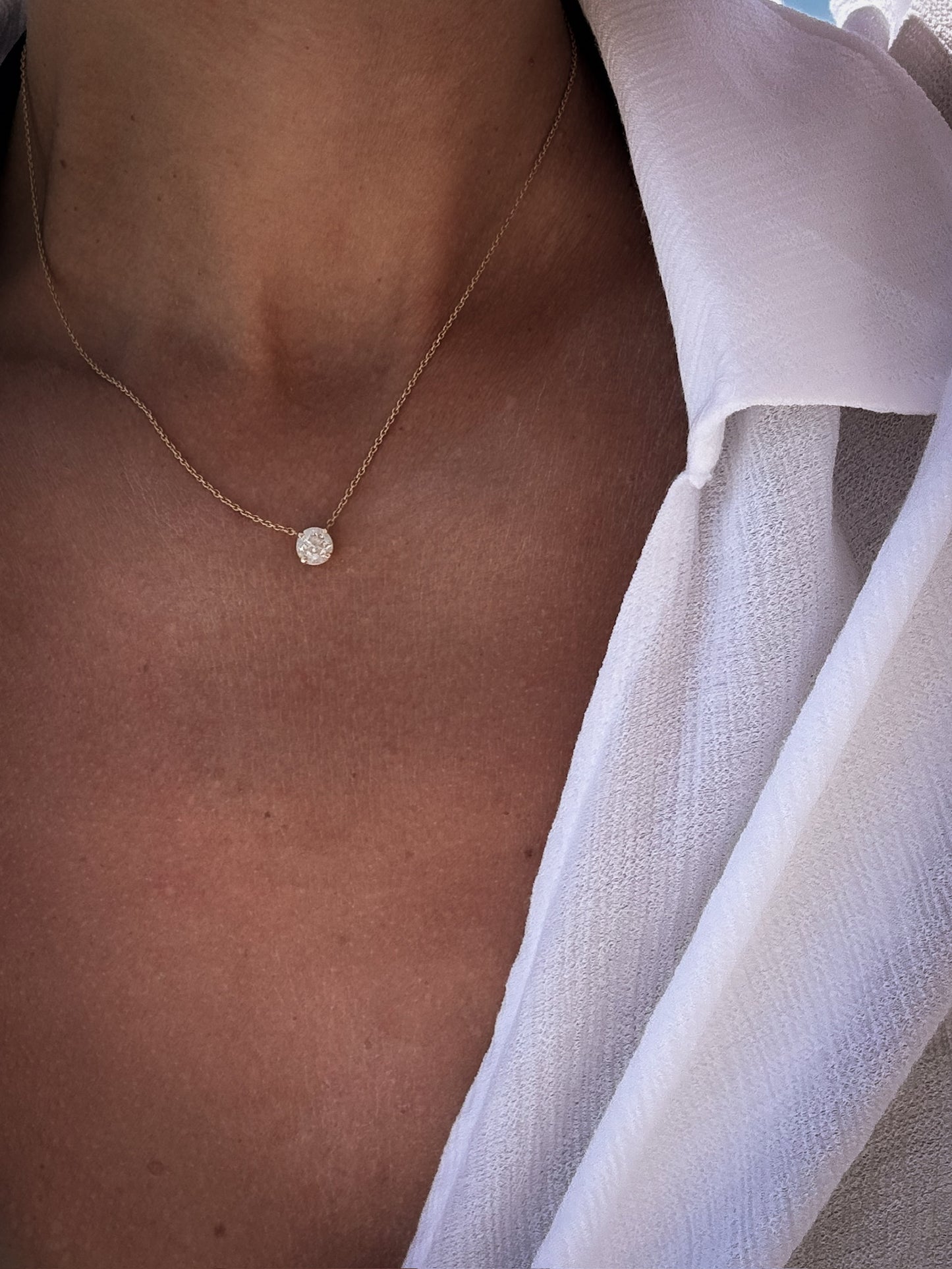 Prong Diamond Necklace 14K Gold (1.0 ct.)