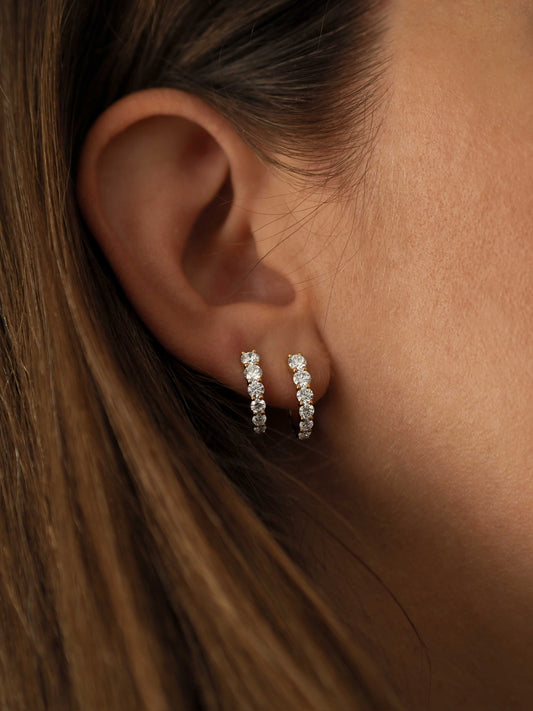 Prong Diamond Huggies 14K Gold (0.71 ct.) | Single