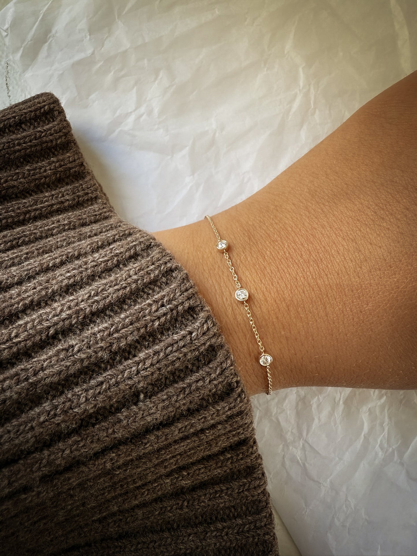 Bezel Diamond Bracelet 14K Gold (0.18 ct.)