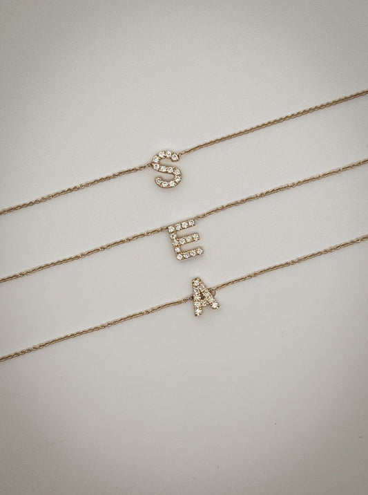 Letter Diamond Necklace | A-Z | 14K Gold (0.04 ct.)