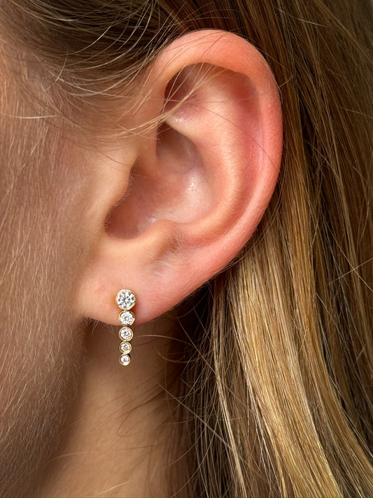 Short Dangling Diamond Bezel Stud 14K Gold (0.41 ct.) | Single