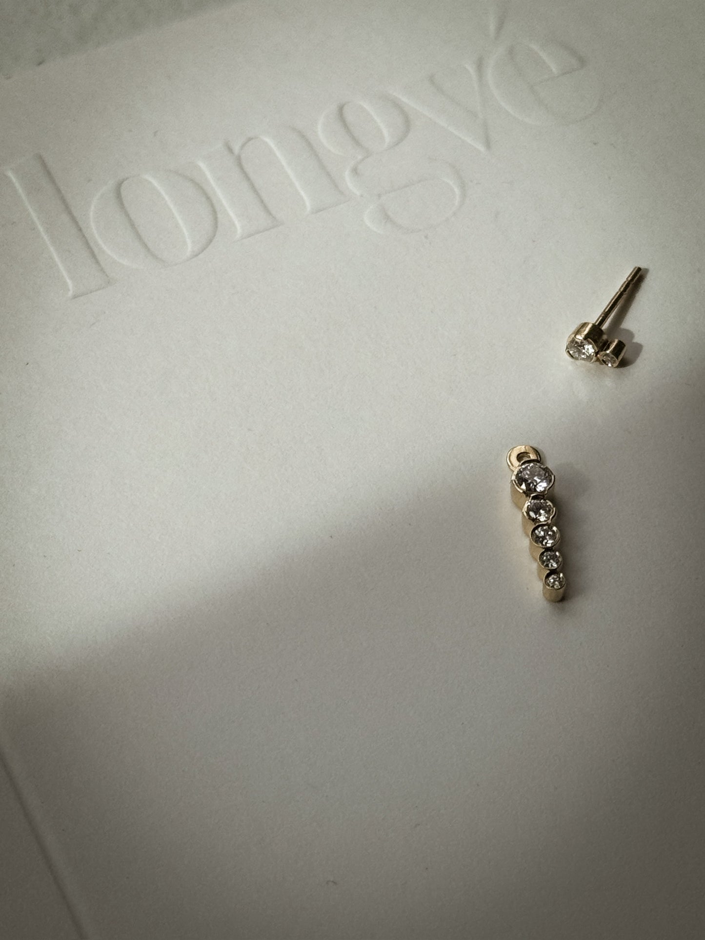 Long Dangling Diamond Bezel Stud 14K Gold (1.14 ct.) | Pair
