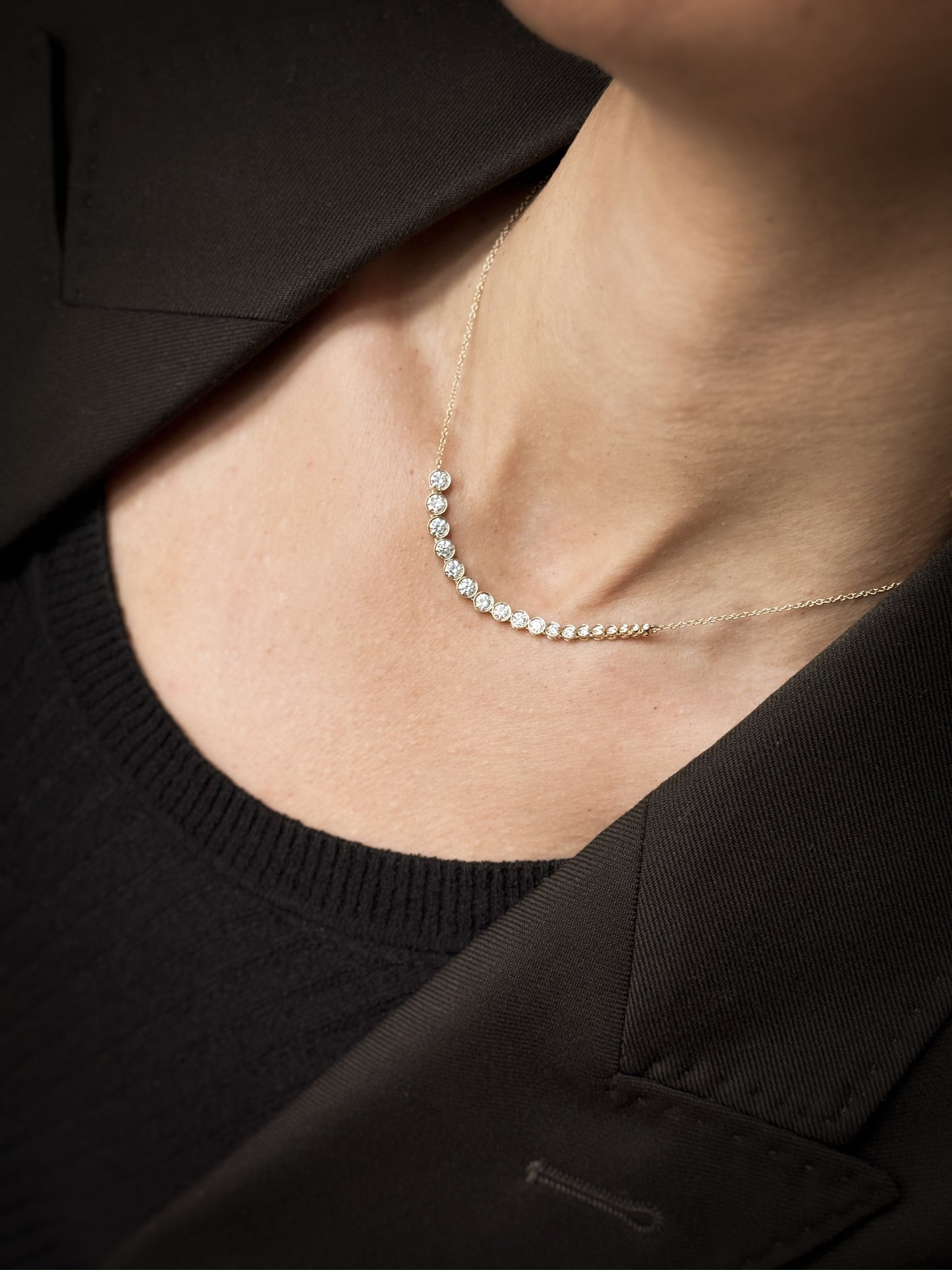 Bezel Tennis Diamond Necklace Medium 14K Gold (1.53 ct.)