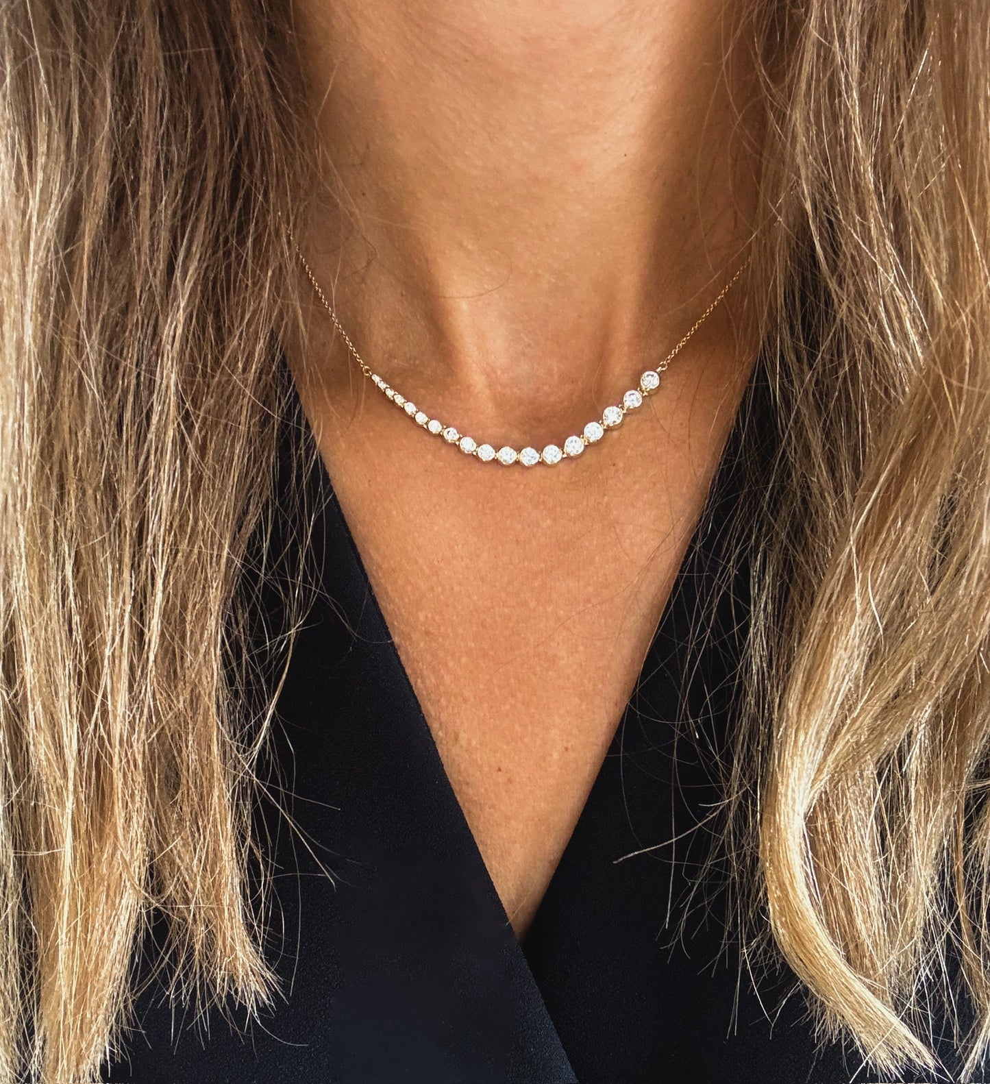 Bezel Tennis Diamond Necklace Medium 14K Gold (1.53 ct.)