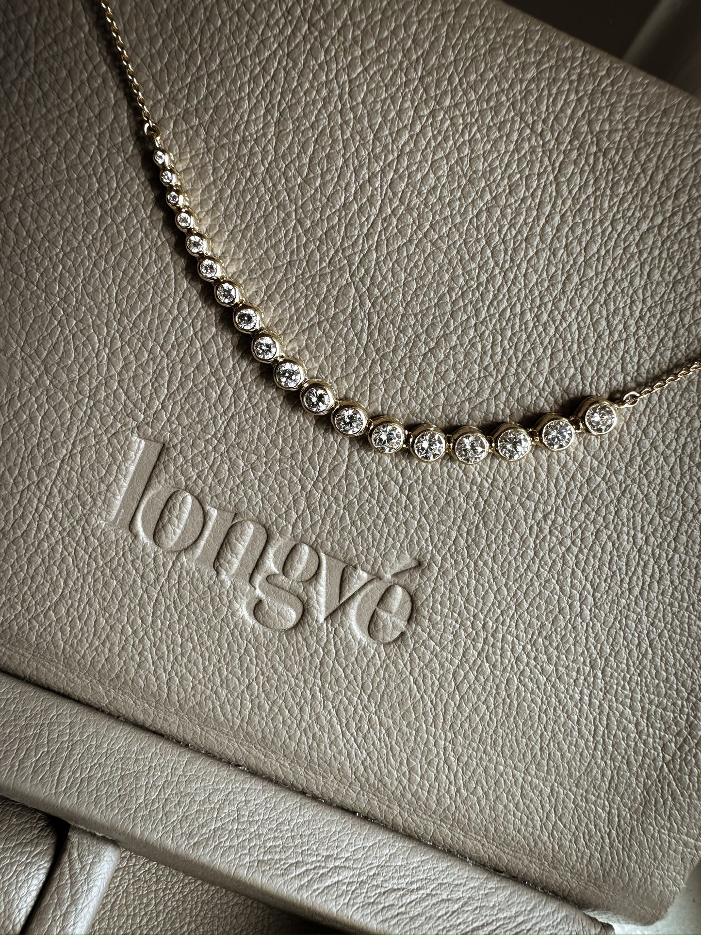 Bezel Tennis Diamond Necklace Medium 14K Gold (1.53 ct.)