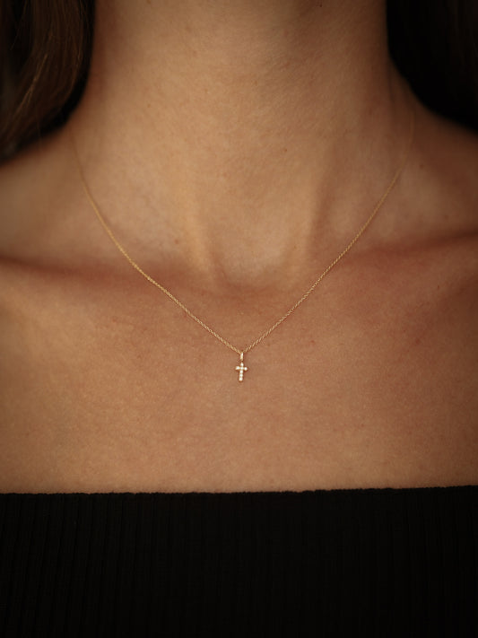 Cross Diamond Pendant 14K Gold (0.02 ct.)