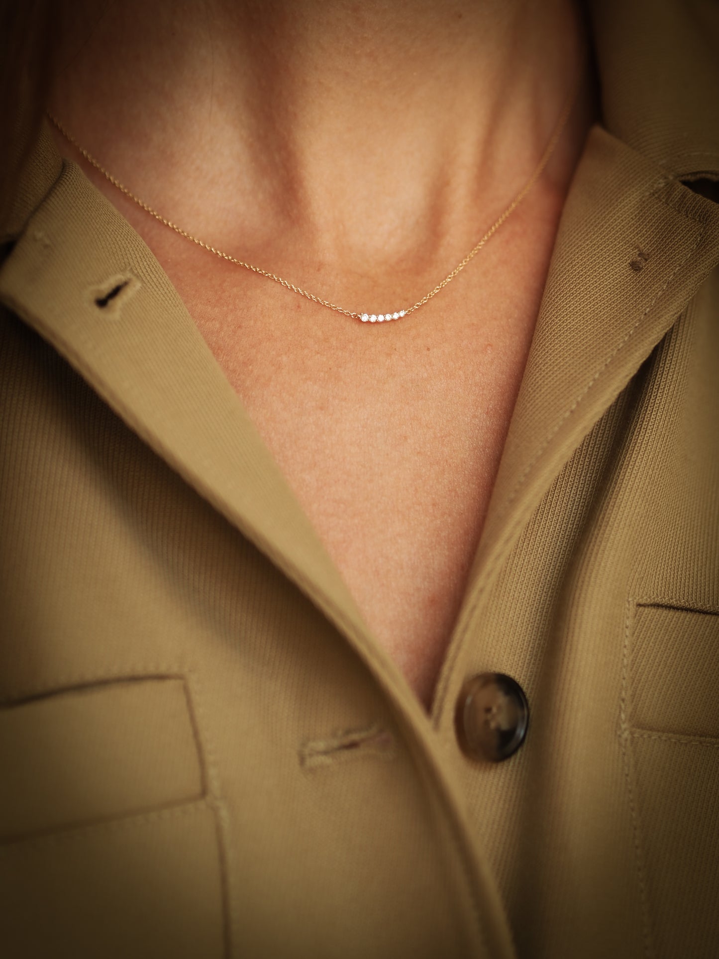 Prong Curve Diamond Necklace 14K Gold (0.07 ct.)