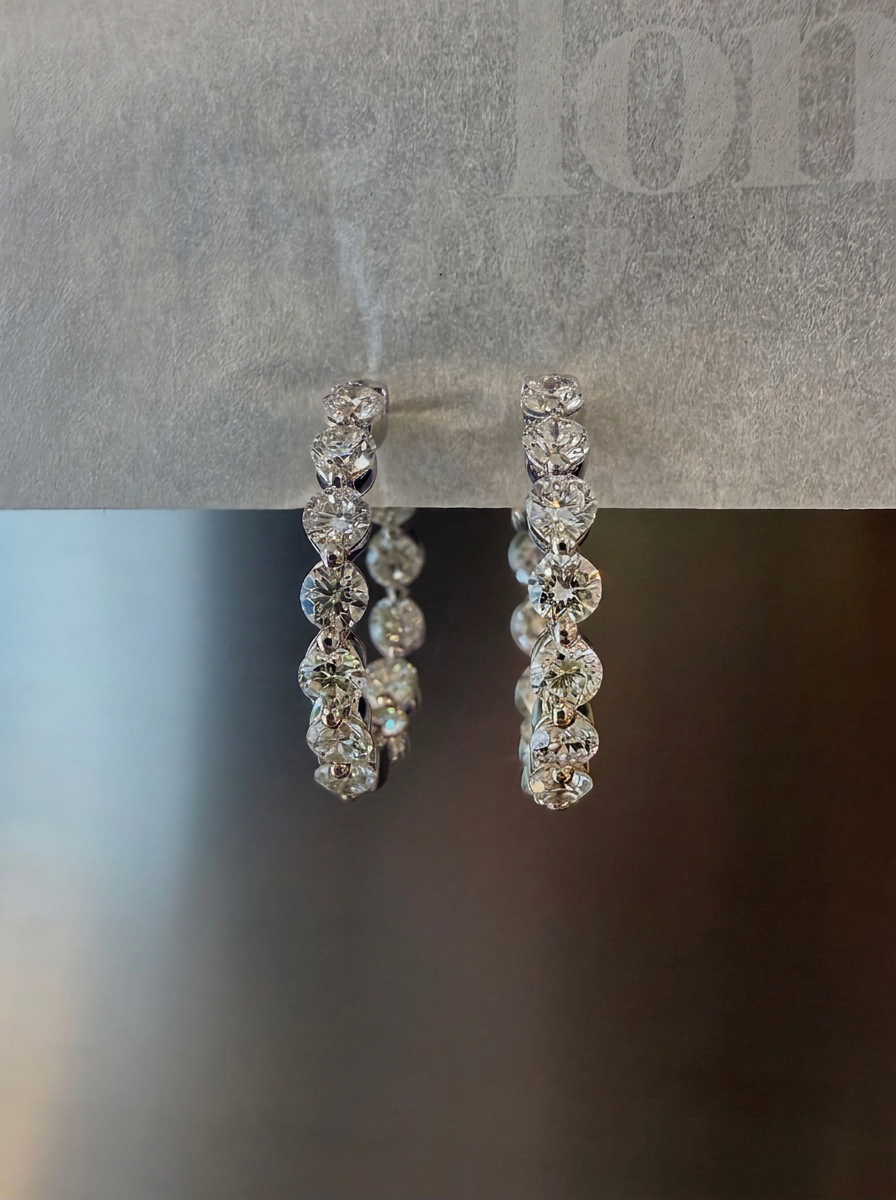 Prong Inside-Out Diamond Huggies - 14K White Gold (1.2 ct.) | Pair