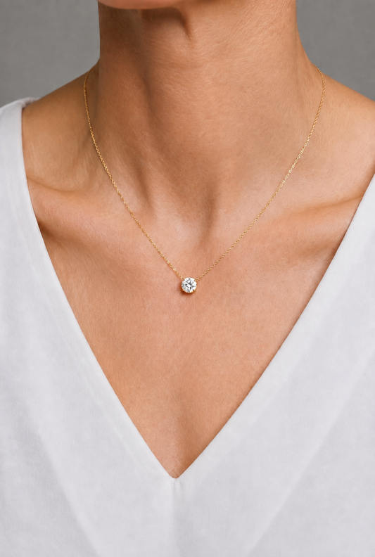 Prong Lab-grown Diamond Necklace - 14K Yellow Gold (2 ct.)