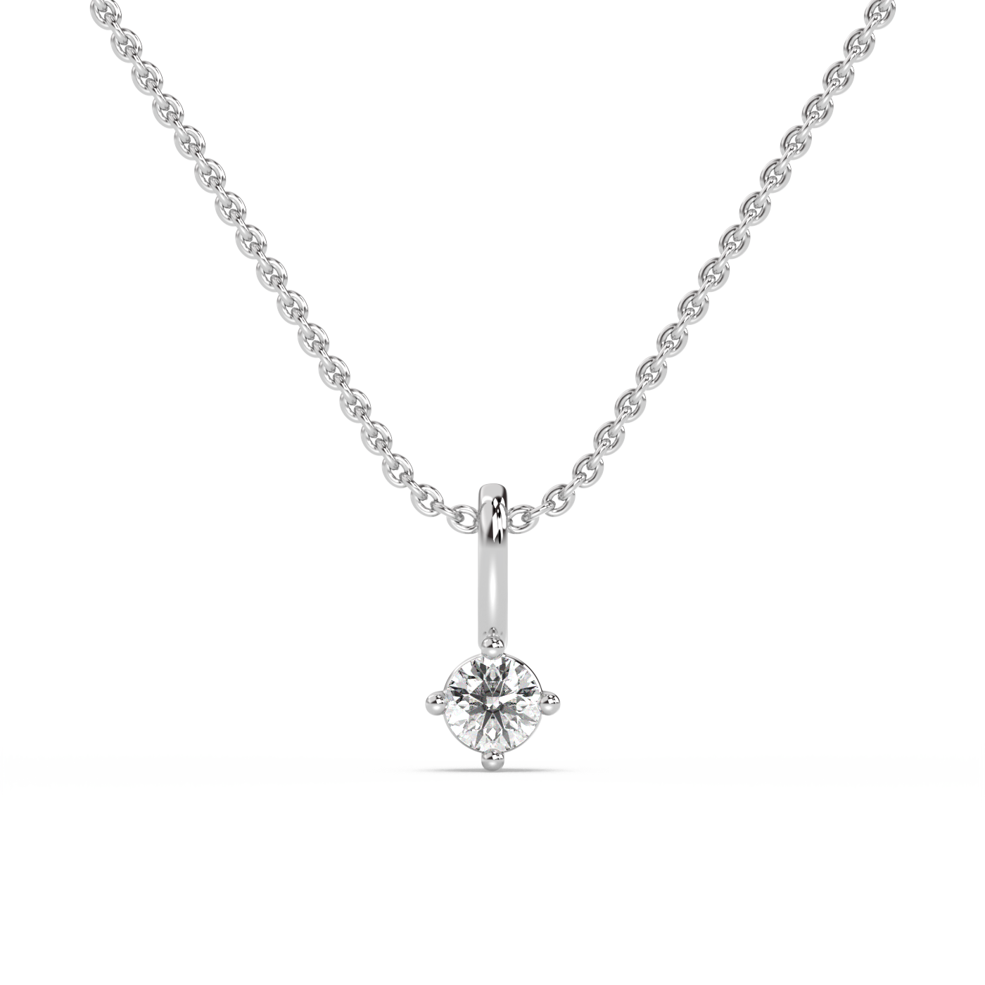 Solitaire Diamond Pendant - 14K White Gold (0.10 ct.)