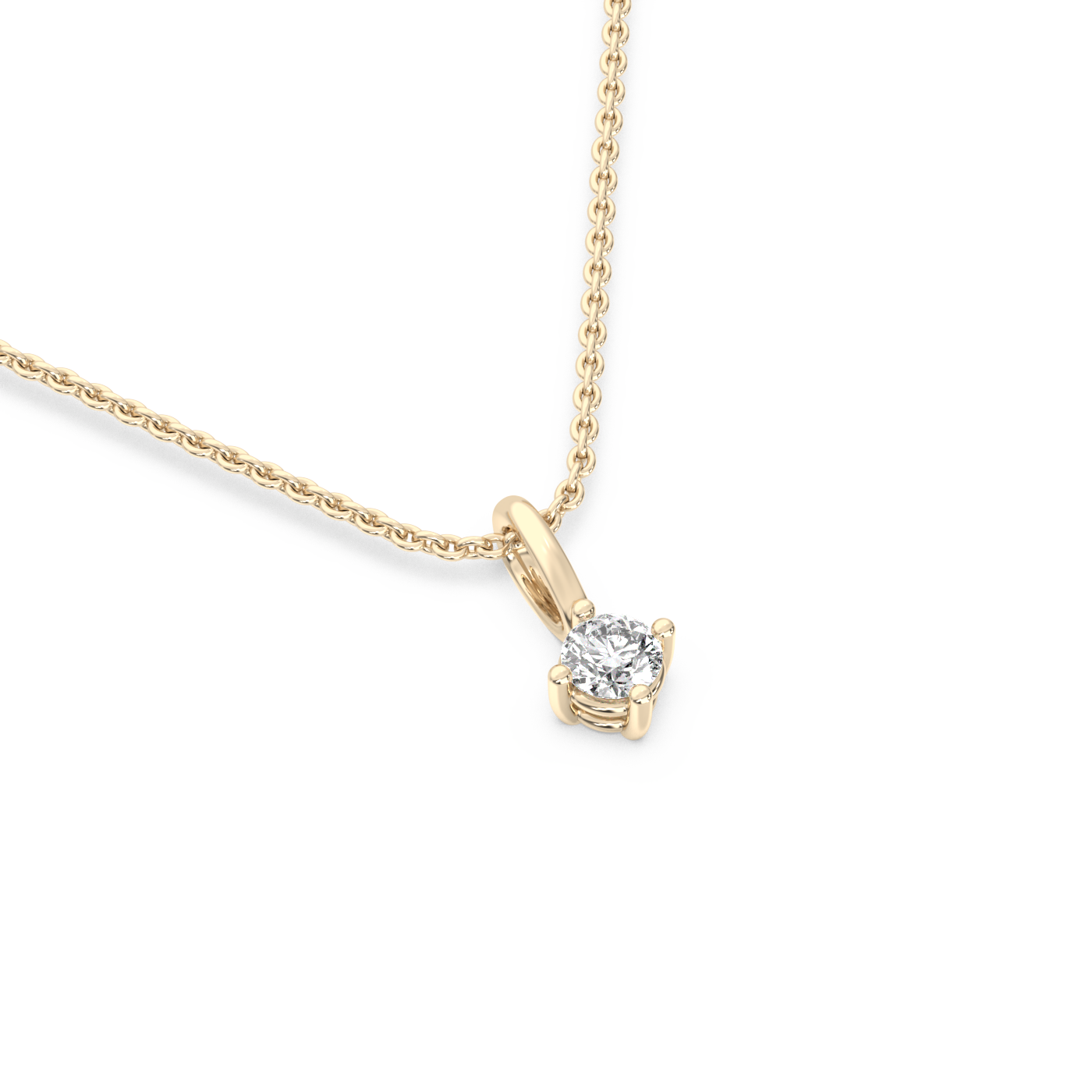 Solitaire Lab-grown Diamond Pendant - 14K Yellow Gold (0.10 ct.)