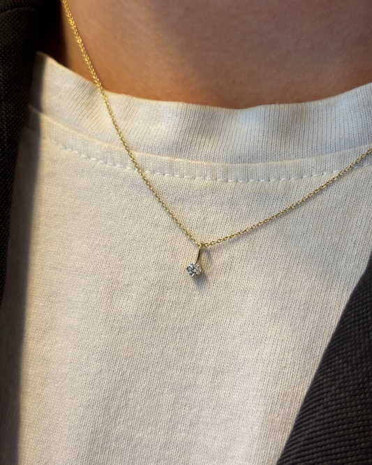 Solitaire Lab-grown Diamond Pendant - 14K Yellow Gold (0.10 ct.)