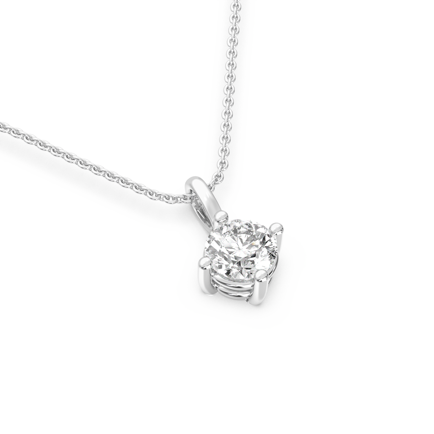 Solitaire Diamond Pendant - 14K White Gold (0.50 ct.)