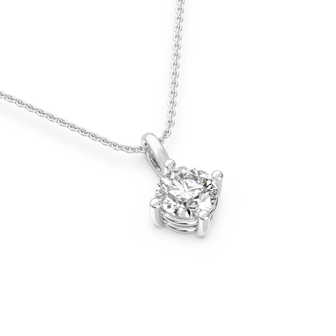 Solitaire Diamond Pendant - 14K White Gold (0.70 ct.)