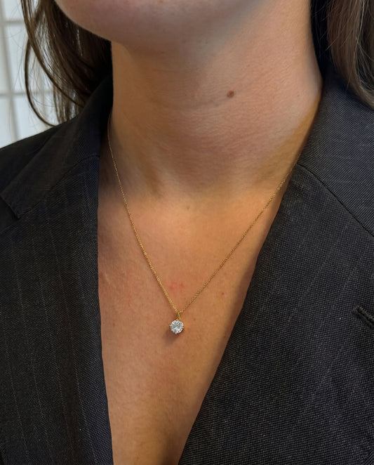 Solitaire Lab-grown Diamond Pendant - 14K Yellow Gold (1 ct.)