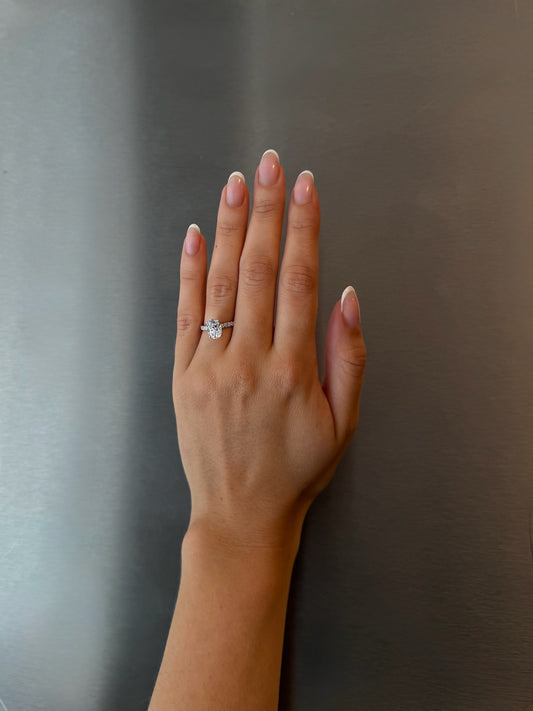 Oval Pavé Solitaire Lab-grown Diamond Ring - 14K Yellow Gold (1.72 ct.)