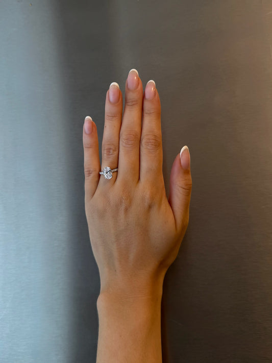 Oval Pavé Solitaire Lab-grown Diamond Ring - 14K Yellow Gold (2.22 ct.)