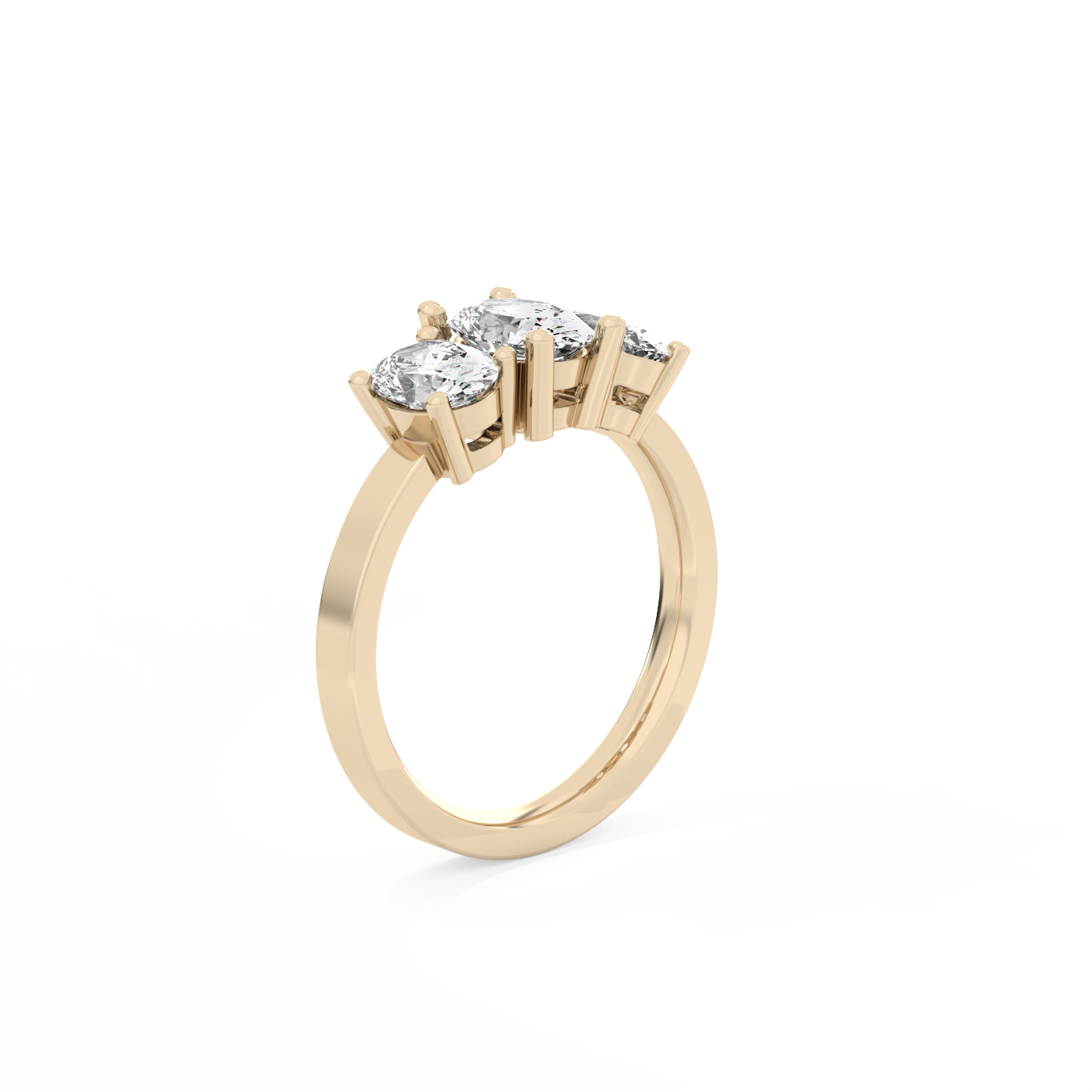 Oval Trilogy Lab-grown Diamond Ring - 14K Yellow Gold (1.7 ct.)